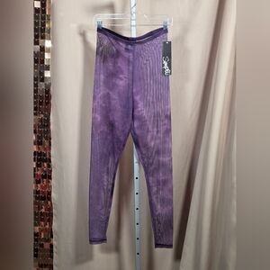 NWT Sympli Purple Black Tie Dye Mesh Leggings Size 8